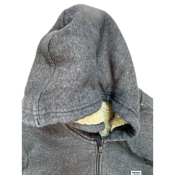 Levis Mens Sherpa Lined Full-Zip Hoodie Jacket Small Gray Warm Outerwear - Picture 10 of 14